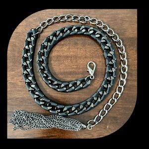 Chain Belt! Gorgeous Black Ribbon Woven Chain Belt!